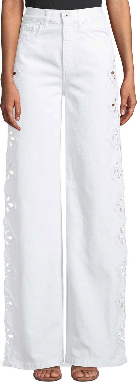 Jonathan Simkhai High-Rise Macrame Wide-Leg Jeans