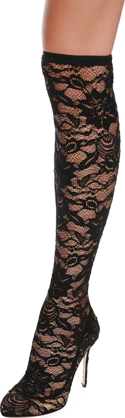 Dolce & Gabbana Stretch-Lace Over-The-Knee Boot