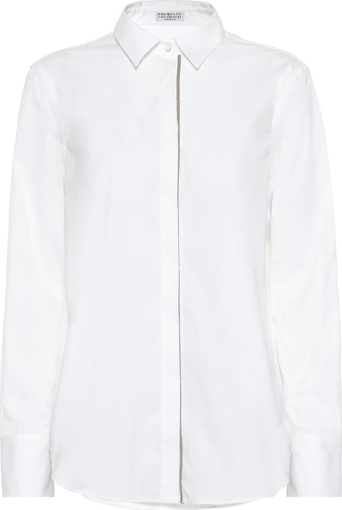 Brunello Cucinelli Embellished cotton-blend shirt