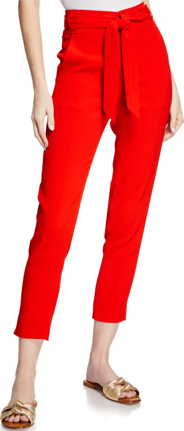 Veronica Beard Faxon Belted Skinny Cropped Pants