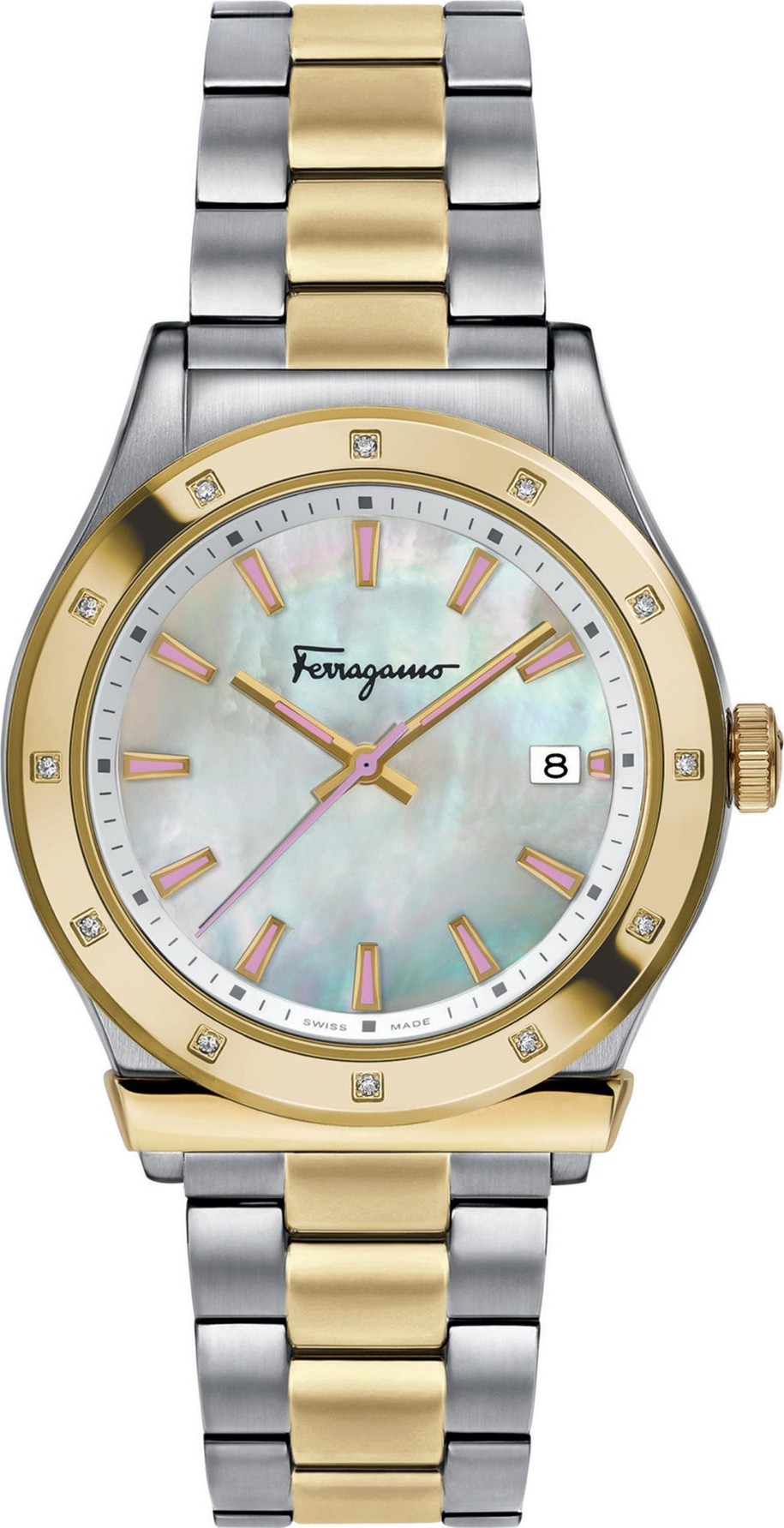 Salvatore Ferragamo 1898 Diamond Bracelet Watch, 40mm