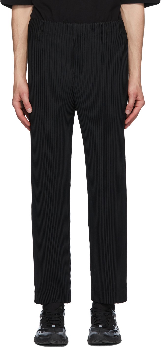 Homme Plissé Issey Miyake Black Pleated Straight Trousers