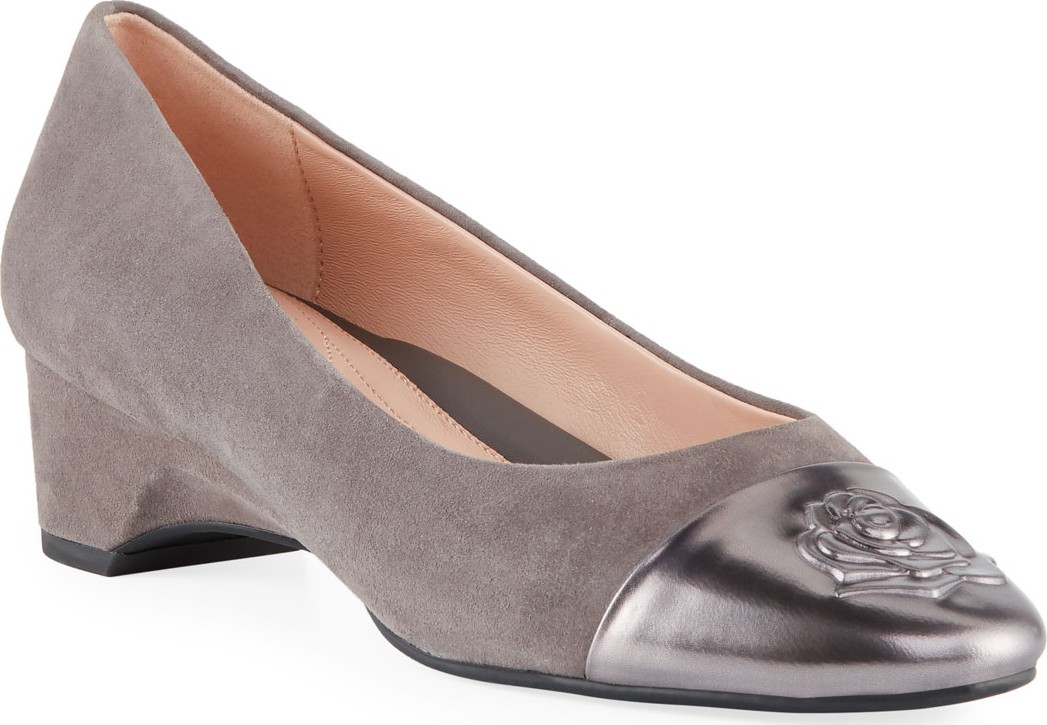Taryn Rose Babe Metallic-Capped Suede Ballet Pumps