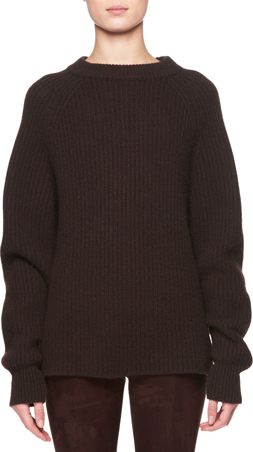 THE ROW Connor Crewneck Long-Sleeve Cashmere Sweater