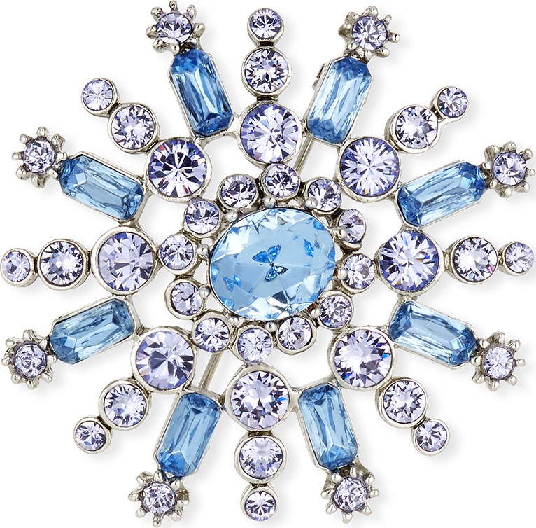 Oscar De La Renta Flower Pave Crystal Brooch