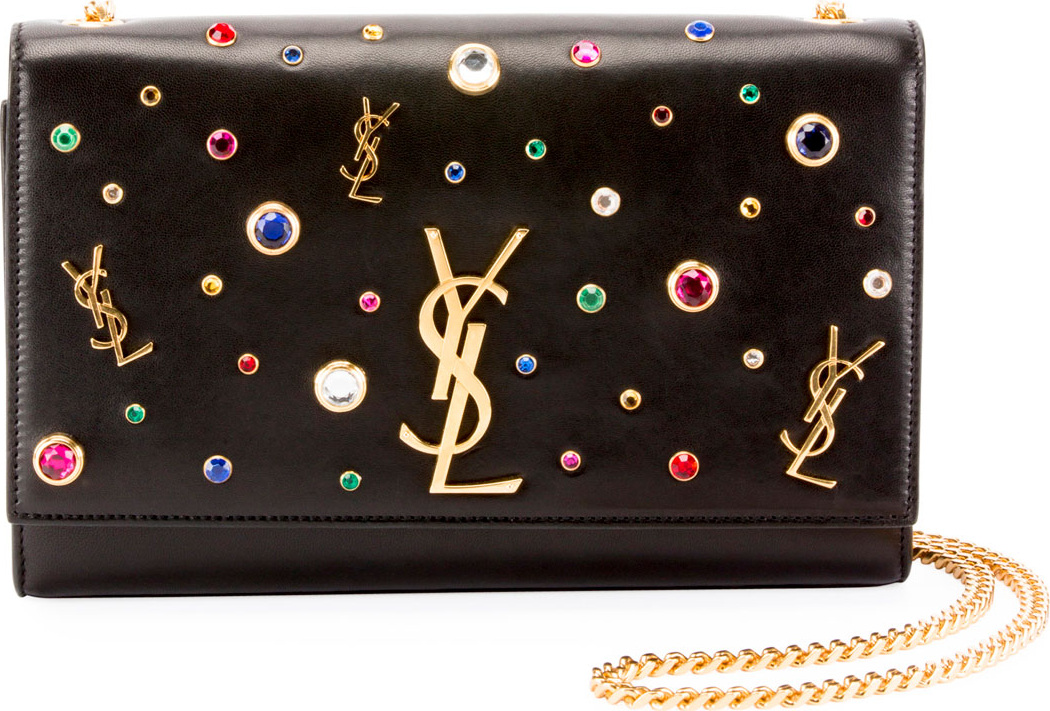 Saint Laurent Kate Monogram YSL Medium Jewel-Stud Chain Shoulder Bag