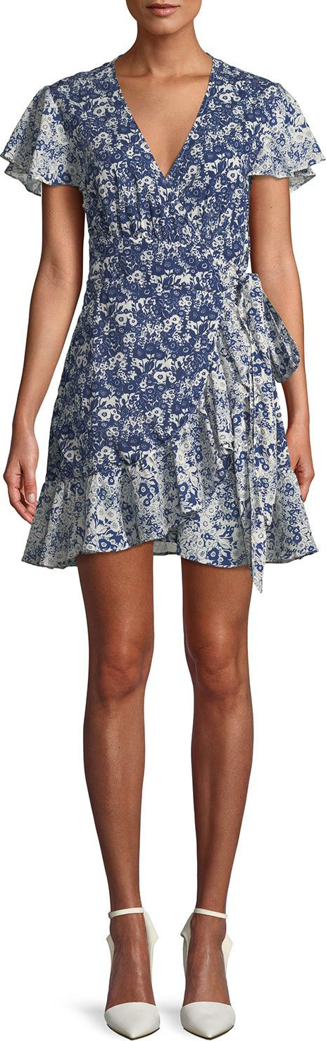 ba&sh Floral-Print Ruffle Wrap Dress
