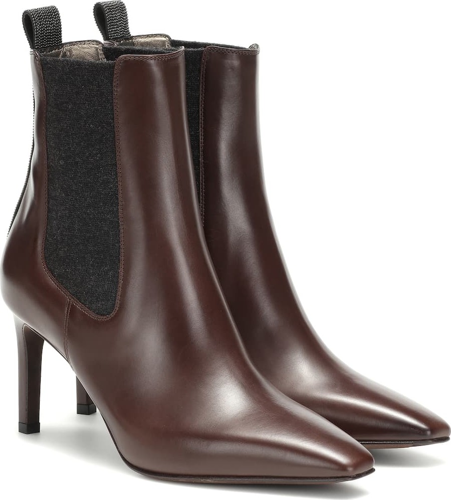 Brunello Cucinelli Leather and cashmere ankle boots