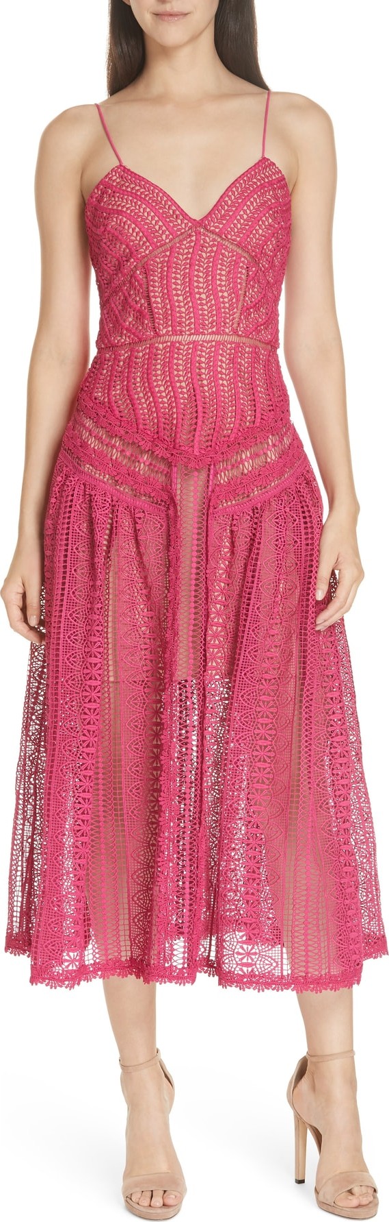 Self Portrait Wave Lace Midi Dress