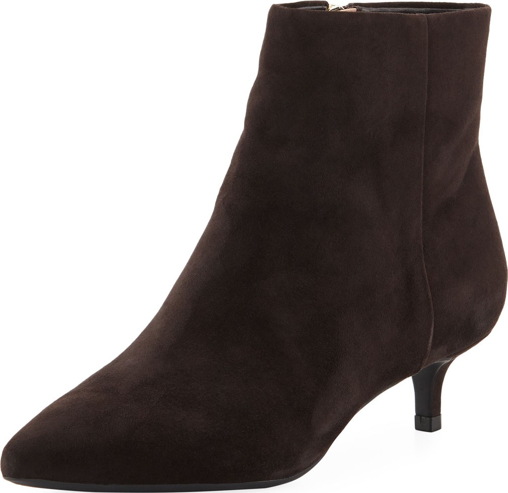 Taryn Rose Nora Suede Kitten-Heel Booties