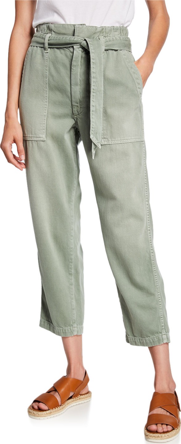 AMO Straight-Leg Belted Paperbag Pants