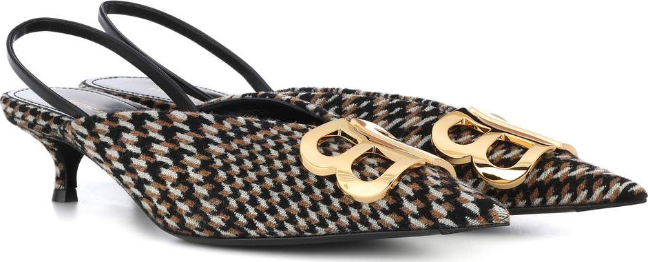 Balenciaga Knife checked slingback pumps