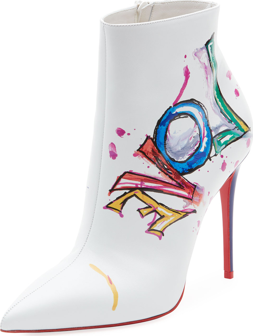 Christian Louboutin Boot In Love Printed Red Sole Bootie