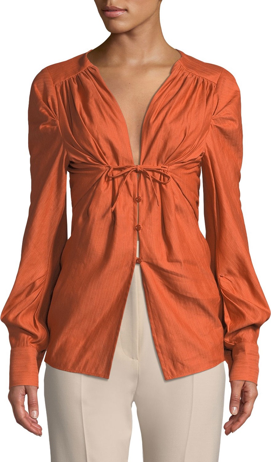 Jacquemus Zohra Tied & Button-Front Blouse