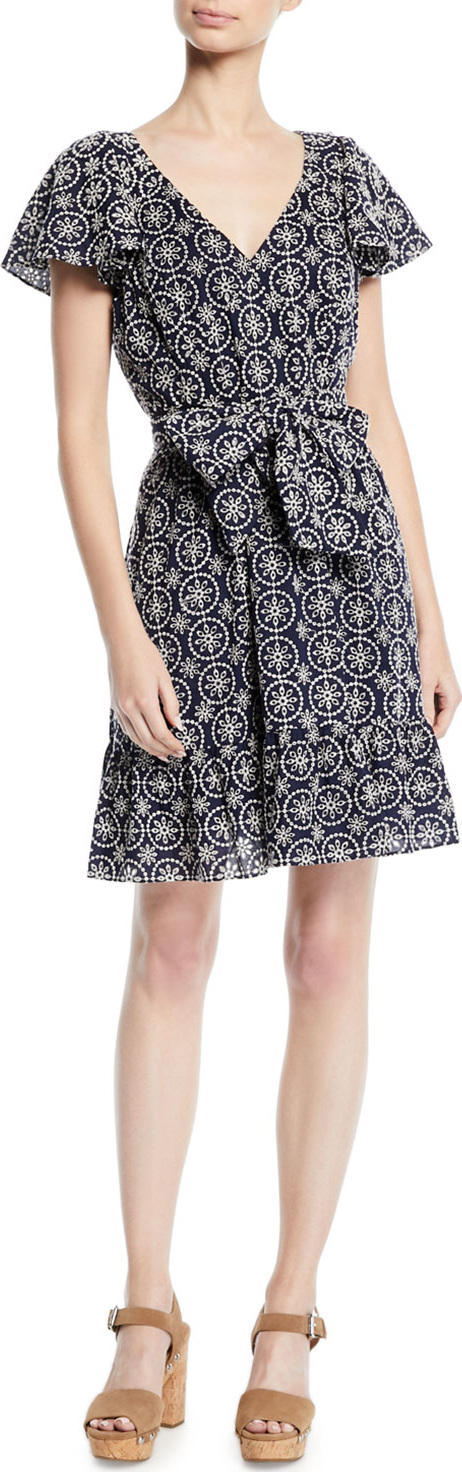 Shoshanna Orly Geometric V-Neck Dress