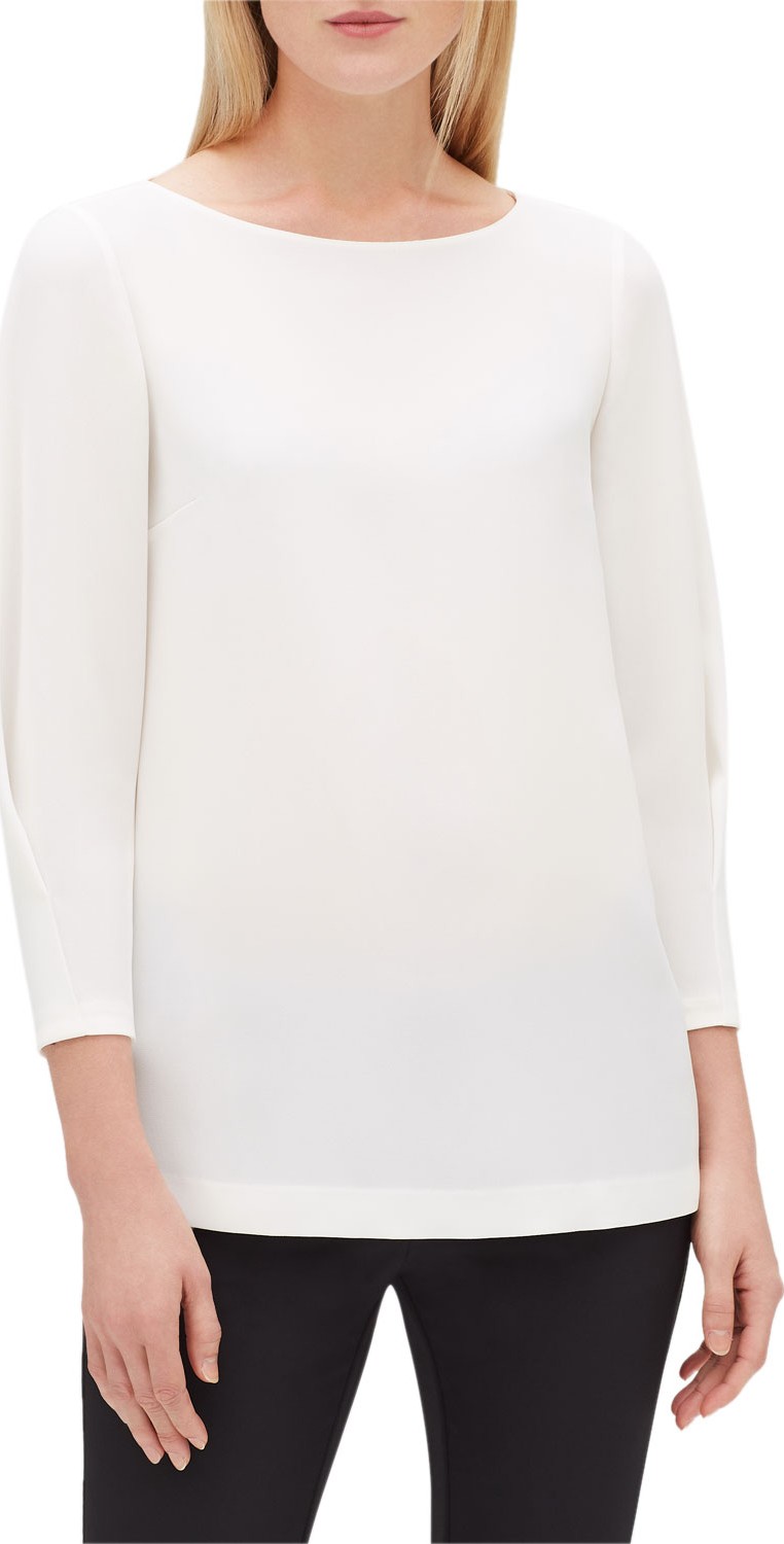 Lafayette 148 New York Caddie Boat-Neck Blouse w/ 3/4-Sleeves