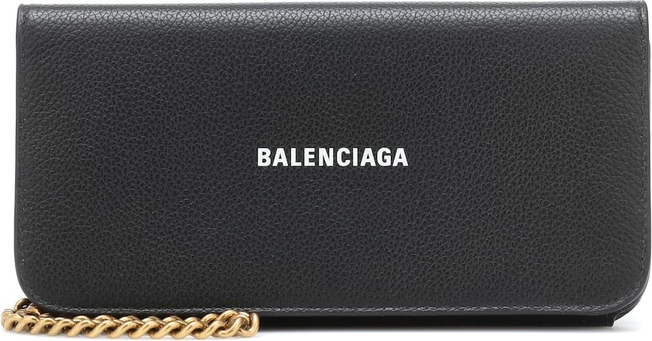 Balenciaga Logo leather clutch