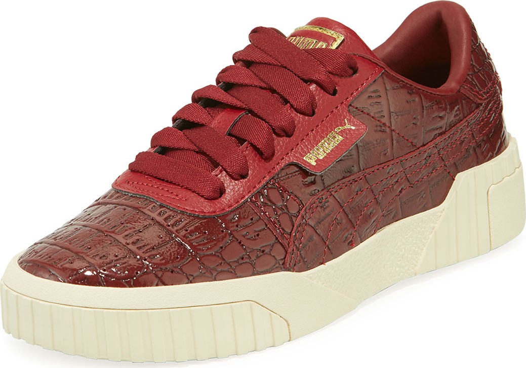 PUMA Cali Holiday Croc-Embossed Patent Sneakers
