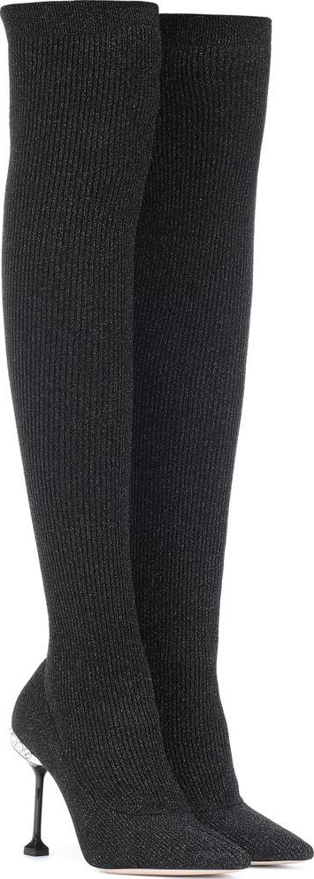 Miu Miu Ribbed knit over-the-knee boots