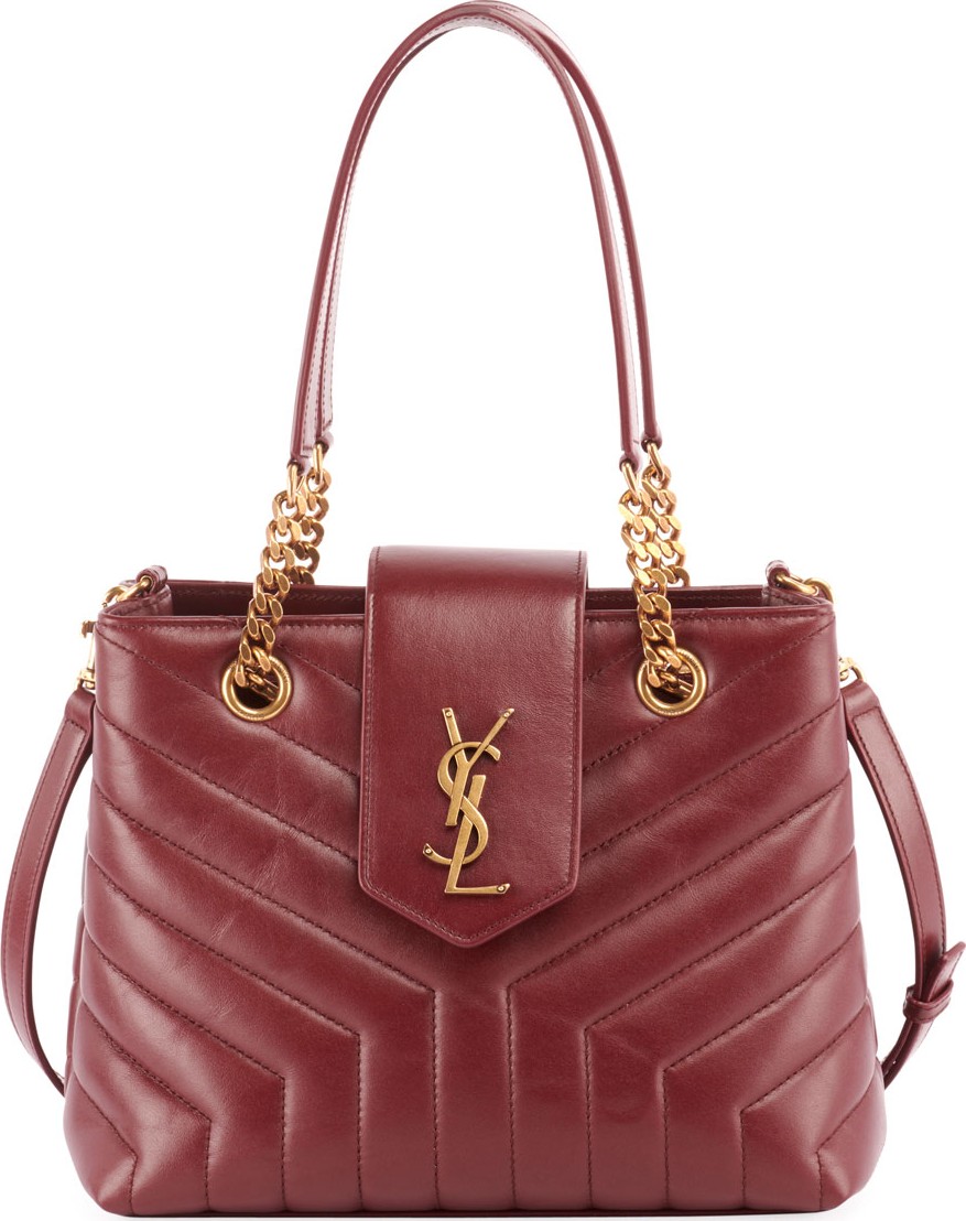 Saint Laurent Monogram YSL Loulou Small Quilted Leather Tote Bag - Lt. Bronze Hardware