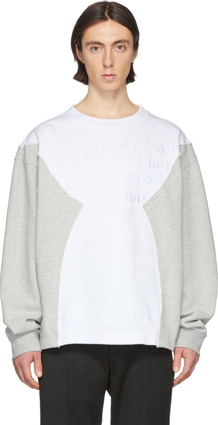 Maison Margiela White & Grey Embroidered Logo Sweatshirt