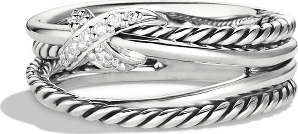 David Yurman X Crossover Ring with Diamonds