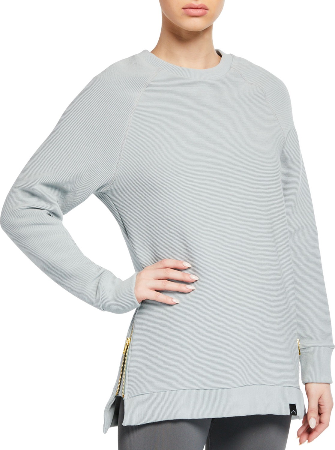 Varley Milwood Ribbed Side-Zip Crewneck Sweater