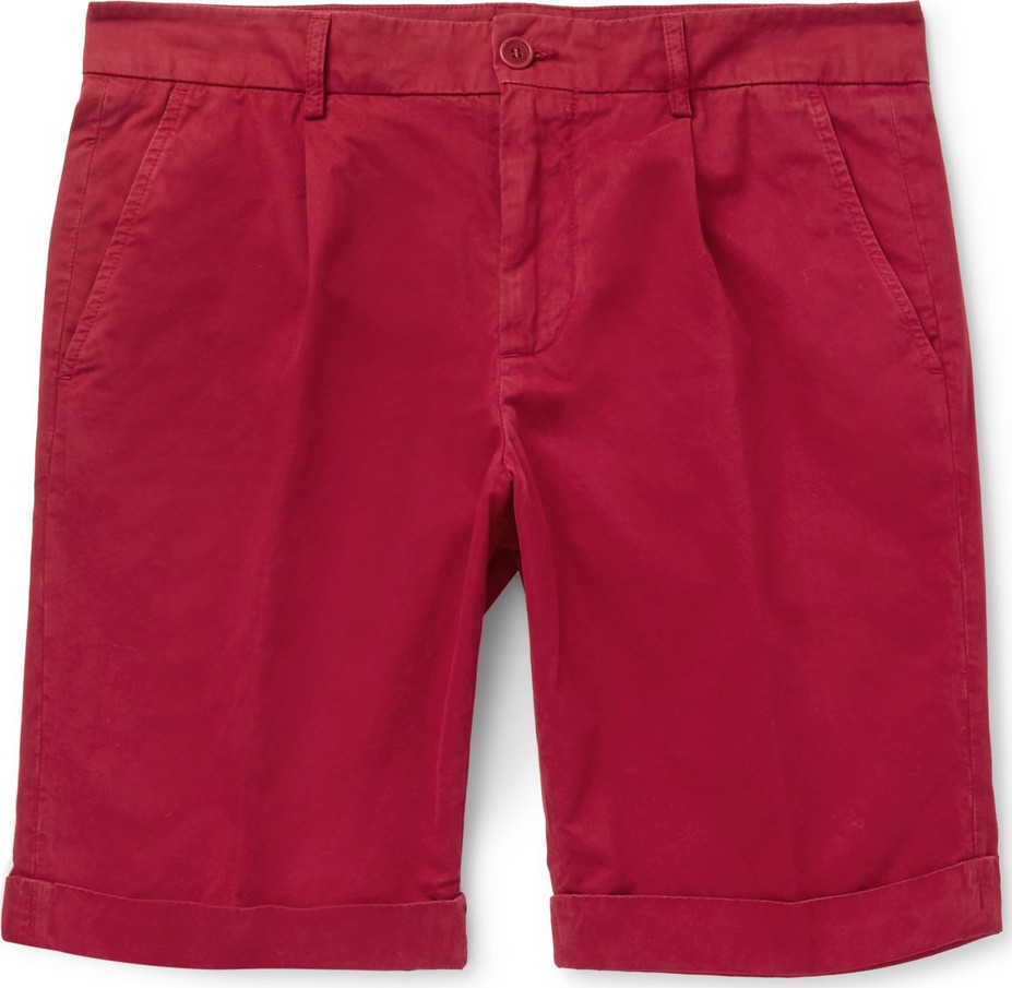 Aspesi Slim-Fit Pleated Cotton Shorts