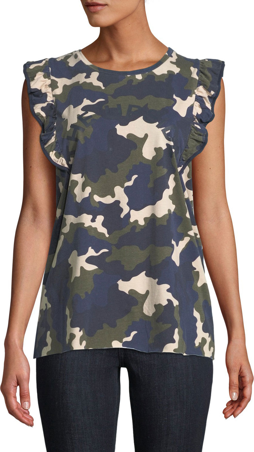 The Upside Camo-Print Frill Muscle Tank