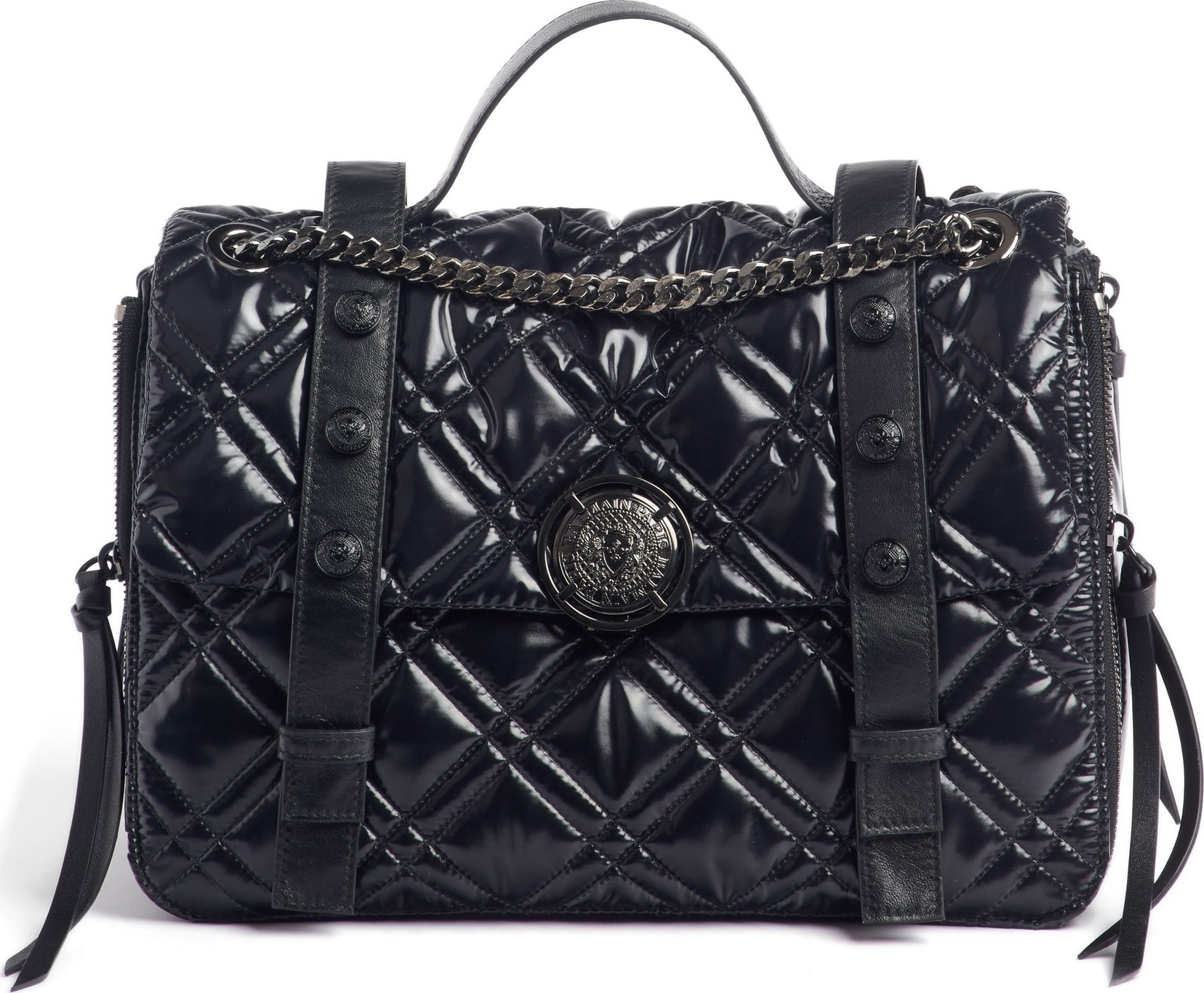Balmain Quilted Faux Leather Shoulder Bag