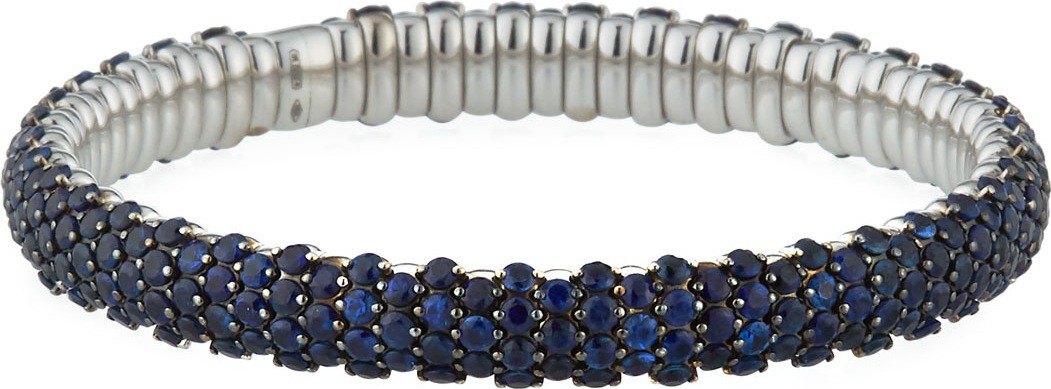 ZYDO 18k White Gold Sapphire Stretch Bracelet