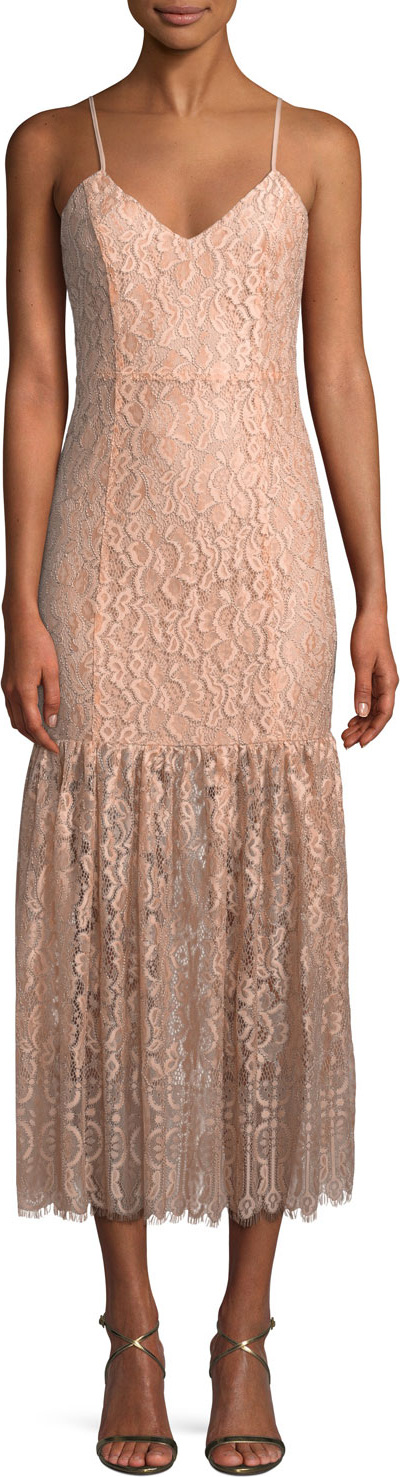 NBD Brielle Lace Slip Midi Dress