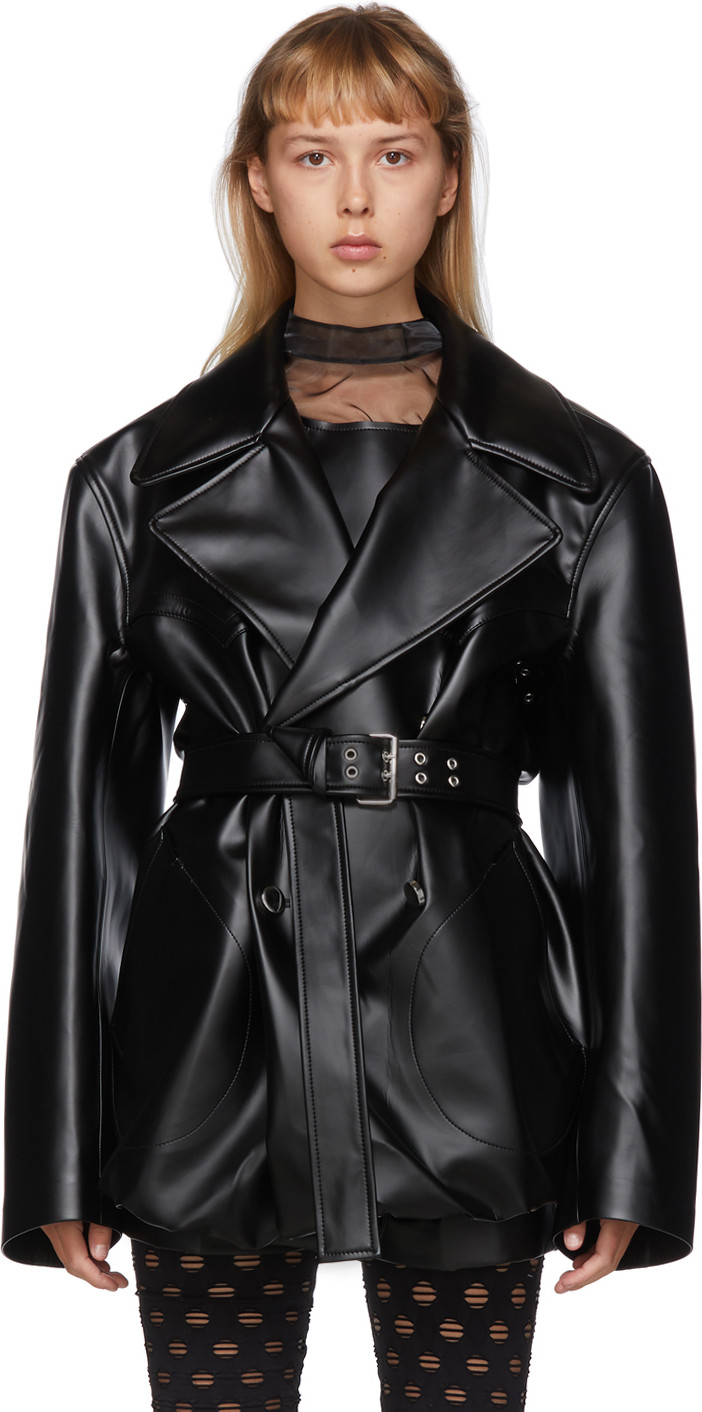 Maison Margiela Black Faux-Leather Blazer