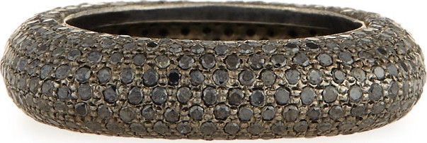 Sheryl Lowe Black Rhodium-Plated Ring with Black Diamonds, Size 7