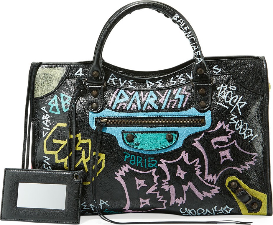 Balenciaga Classic City AJ Graffiti-Print Satchel Bag