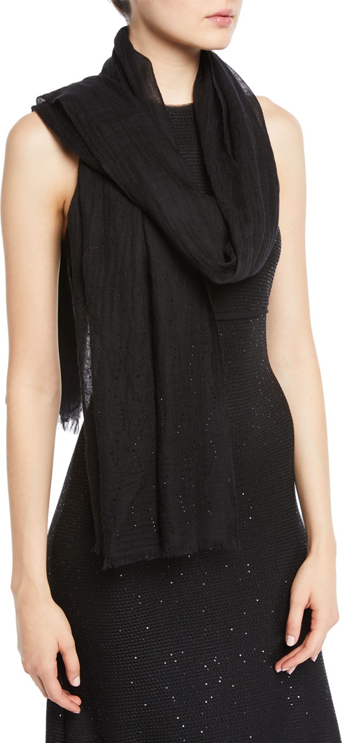 St. John Fringe Cashmere Sequins Wrap