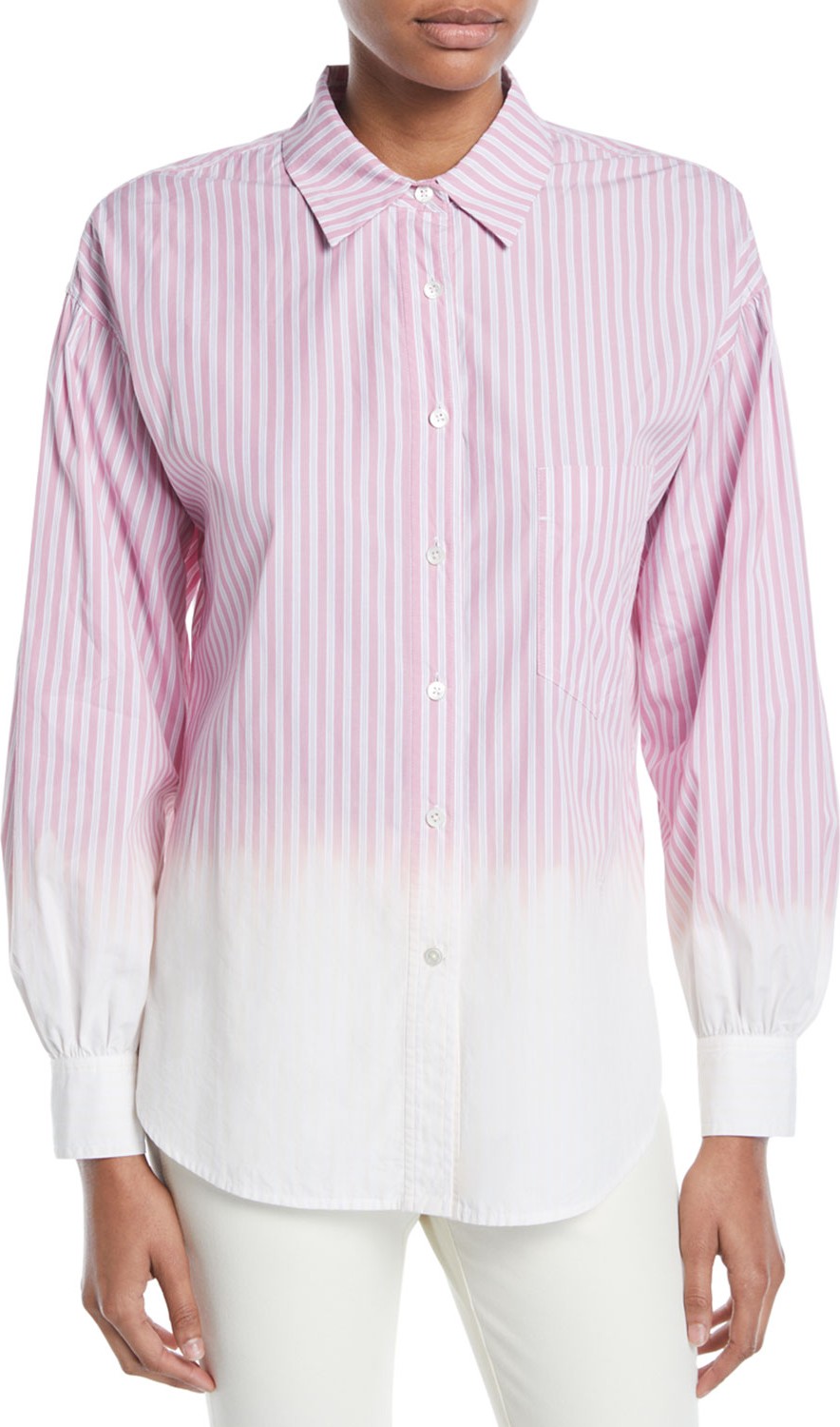 Derek Lam 10 Crosby Striped Ombre Button-Down Shirt