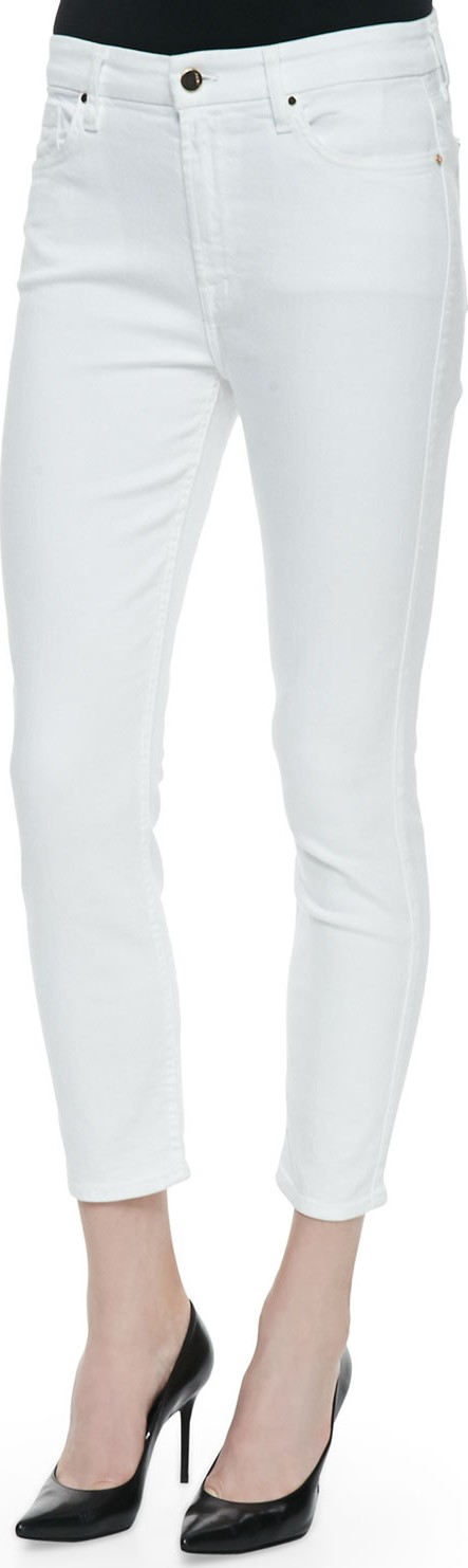 Jen7 High-Rise Cropped Skinny Jeans, White