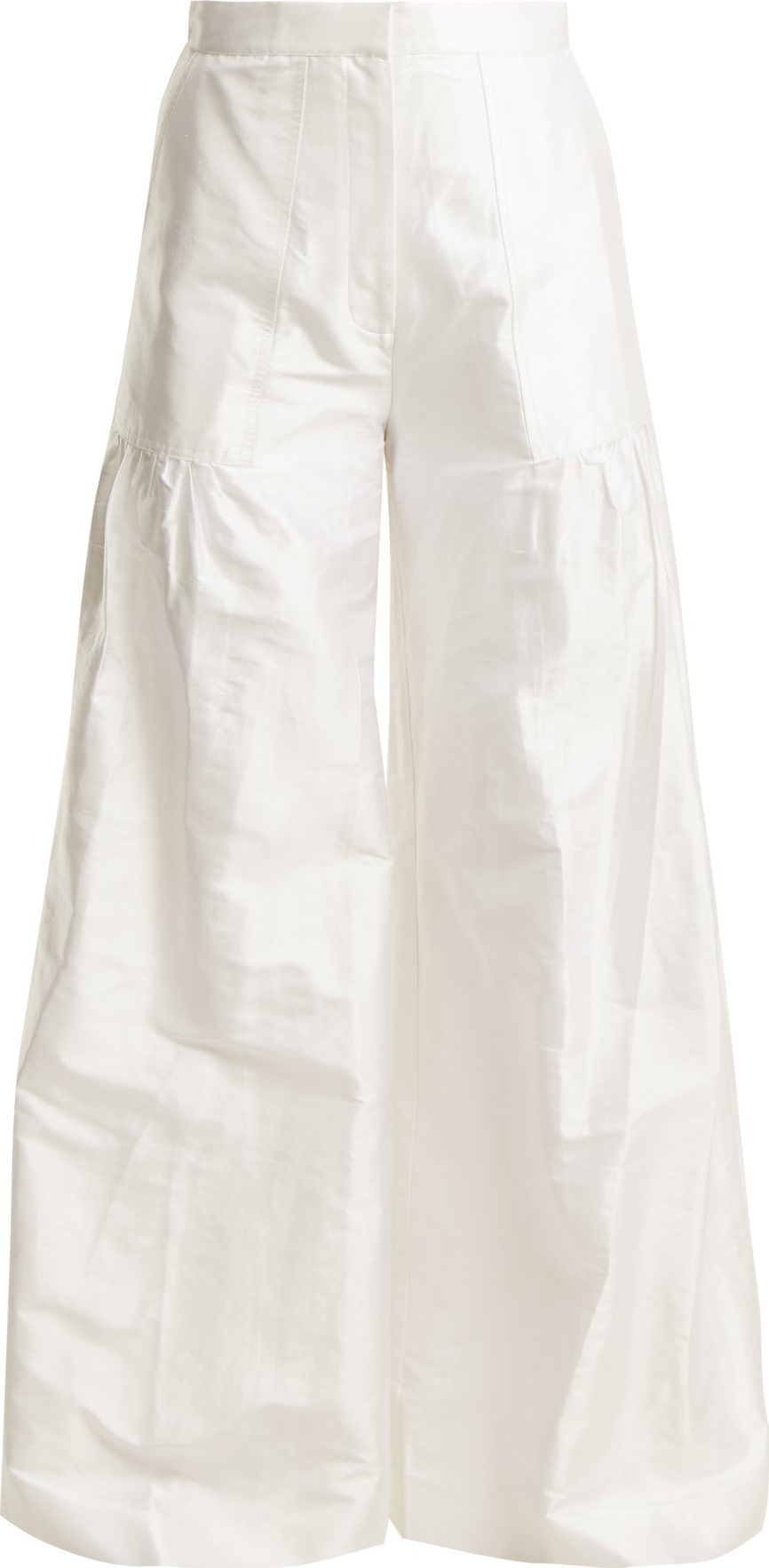 Duro Olowu High-rise wide-leg silk-taffeta trousers