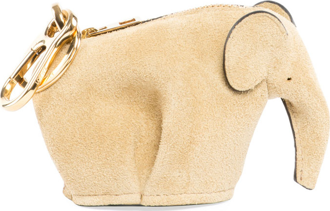 LOEWE Suede Elephant Bag Charm/Coin Purse, Gold