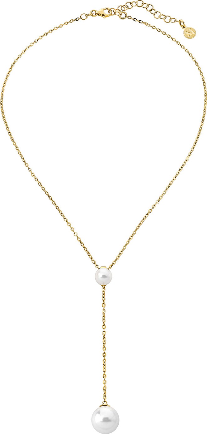 Majorica Two-Pearl Lariat Necklace, Gold