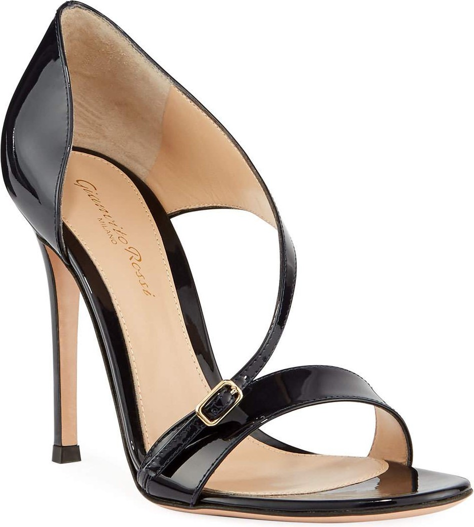 Gianvito Rossi Patent Cross-Strap Sandals  Navy