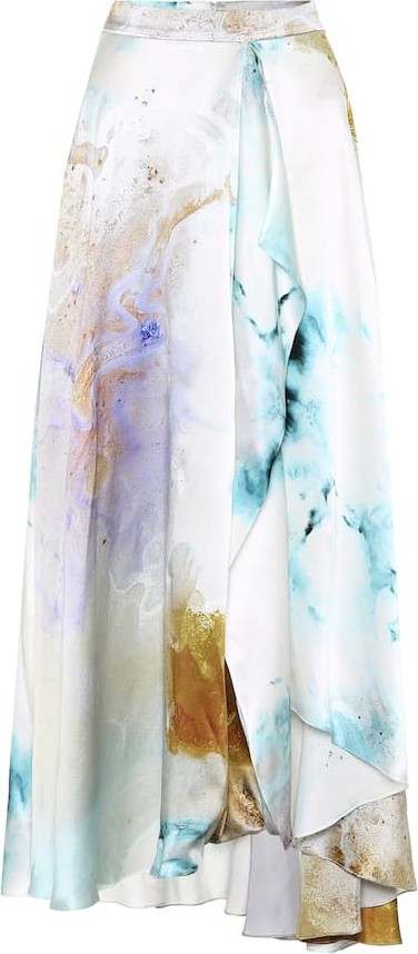 Roksanda Printed high-rise silk skirt