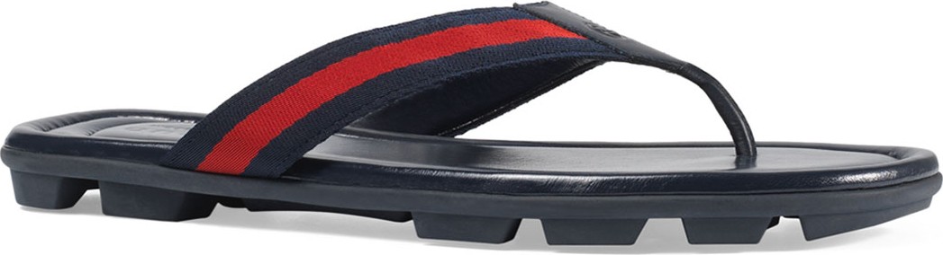 Gucci Web & Leather Thong Sandals