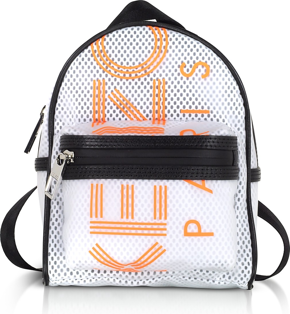 KENZO White PVC & Mesh Sport Logo Mini Backpack