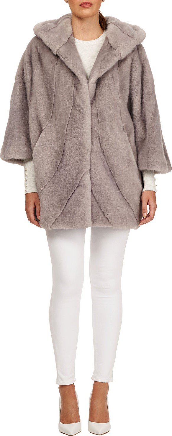 Gorski Batwing-Sleeve Mink Fur Parka Coat Gorski Batwing-Sleeve Mink Fur Parka Coat