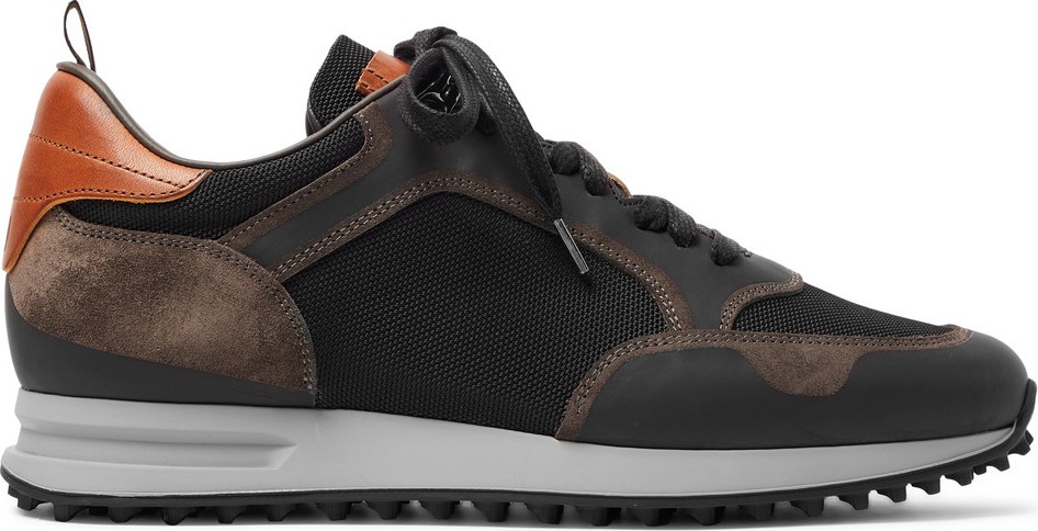 Dunhill Radial Runner Leather and Suede-Trimmed Mesh Sneakers