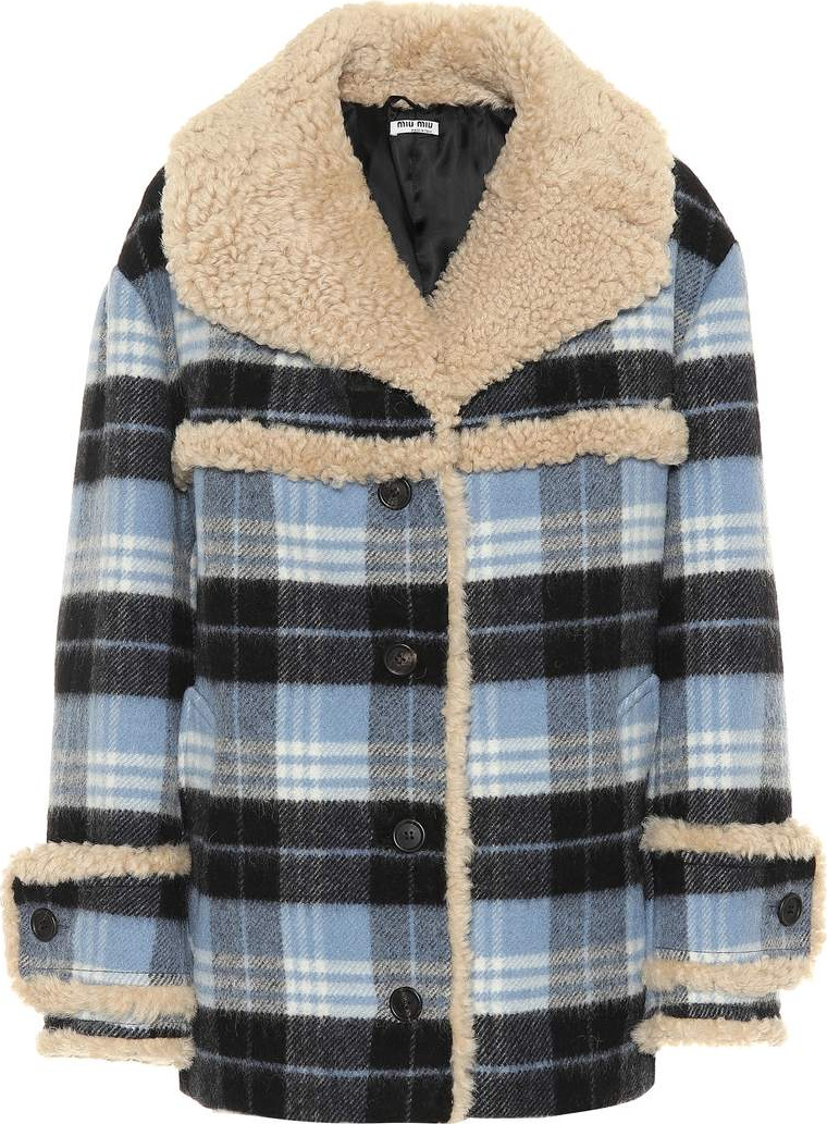 Miu Miu Fur-trimmed wool-blend coat