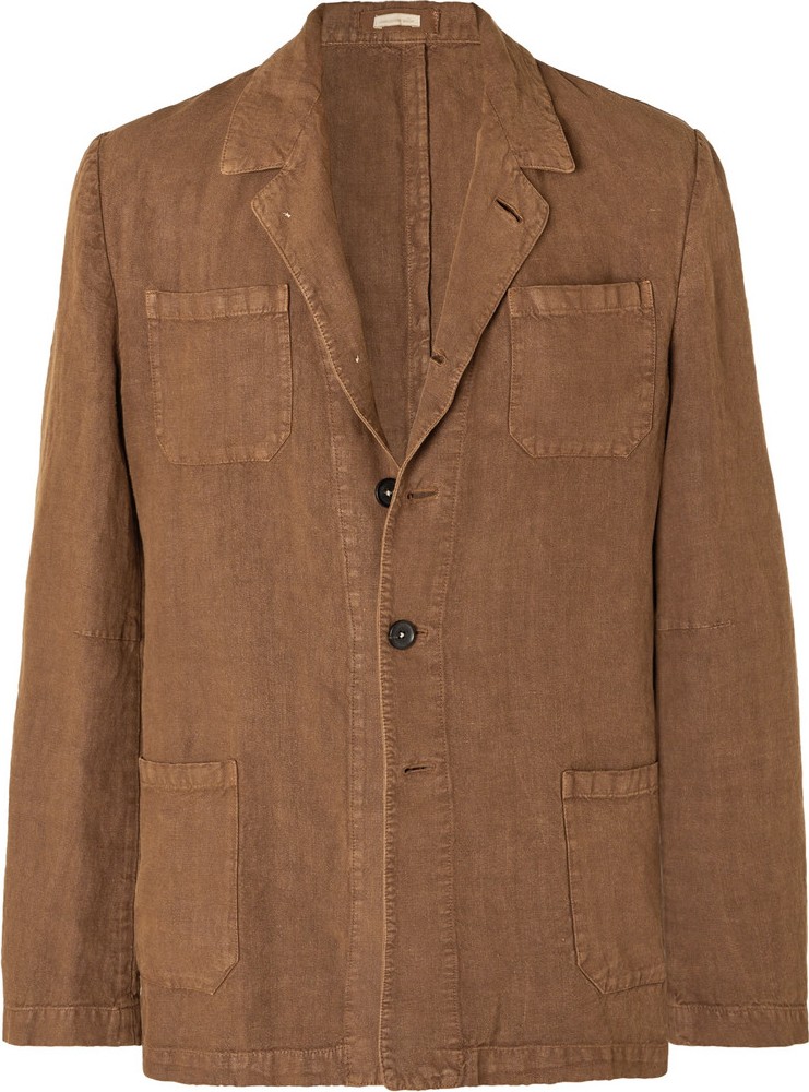 Massimo Alba Brown Unstructured Linen Blazer