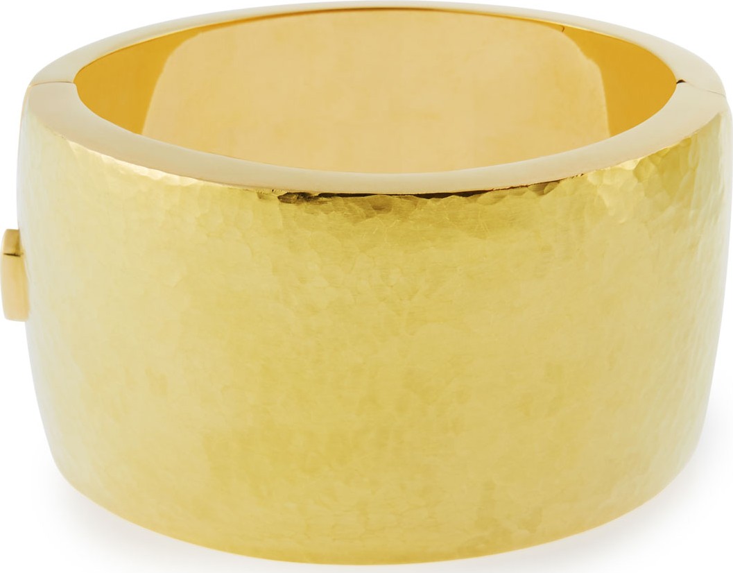 Vendorafa 18k Gold Wide Hammered Design Bracelet